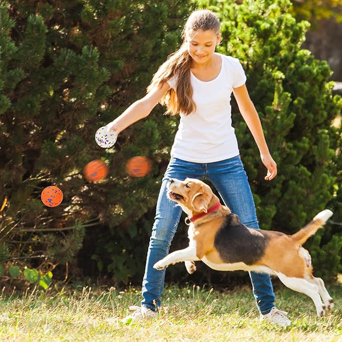 Dog Balls for Aggressive Chewers, Indestructible Bouncy Floating Balls for Training Dog Catch and Fetch, Sturdy Solid Tennis Ball Toys for Large Medium Small Dogs - 2.75in - Orange - 4pcs