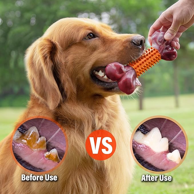 Apasiri Dog Toys for Aggressive Chewers Large Breed 2-Pack: Heavy Duty Chew Toys for Medium Dogs Indestructible Orange Dog Gift