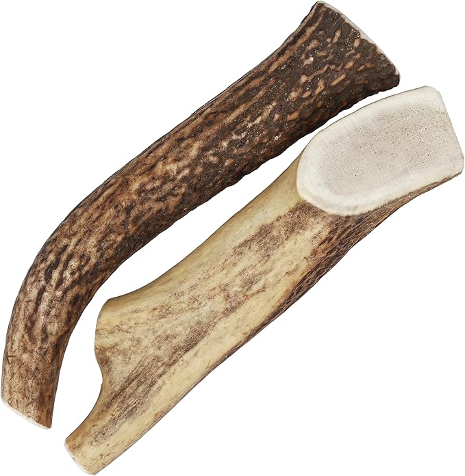 Mighty Paw Split Elk Antlers for Dogs (Sourced in The USA) | 2 Whole Large 8"+ Long Lasting Bones for Aggressive Chewers - Naturally Shed Split Deer Antler for Dogs - Low Odor Chews (Pack of 2)