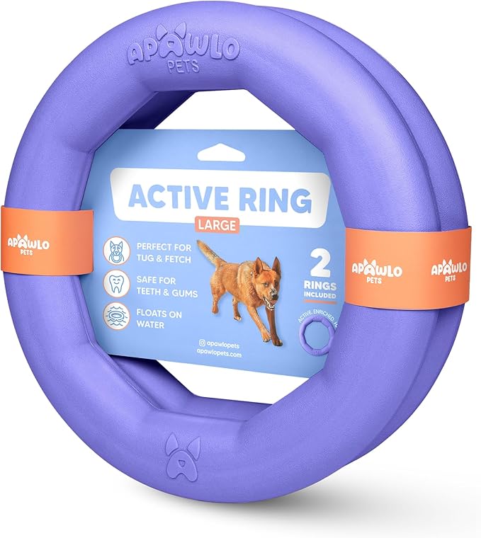 Set of 2 Active Dog Toy Rings - Floating Dog Rings for Outdoor Play, Training & Fetch - Durable Fetch Toy, Frisbee Alt, Outside Yard Toys for Large Breeds - Purple