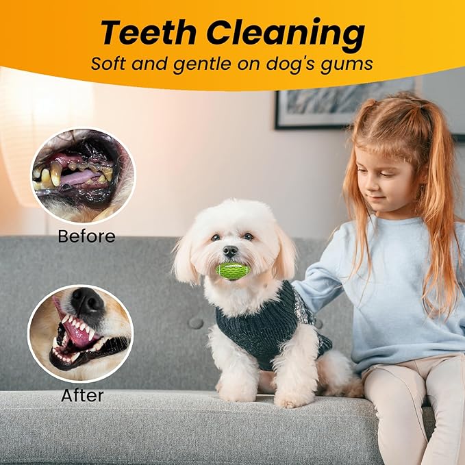 Small Squeaky Dog Toy, Rubber Dog Ball for Aggressive Chewers, Floating Fetch Outdoor Puppy Toys, Durable and Interactive Toy for Small Dogs, Bouncy Football, Green, Small