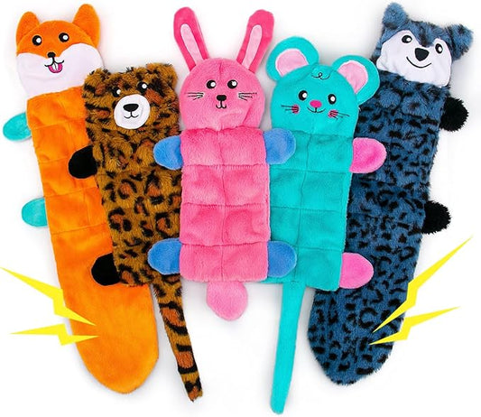 AWOOF No Stuffing Dog Toy, Crinkle Squeaky Dogs Teething Chew Toys Set for Small Medium Large Breed Puppies Aggressive Chewers,Durable Birthday Interactive Plaything Dogs Doggies Toys Bulk