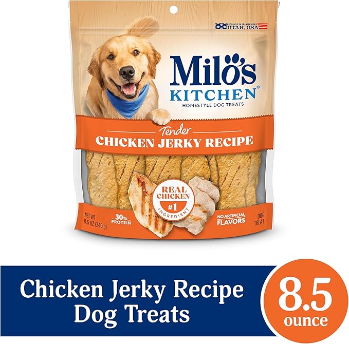 Milo's Kitchen Homestyle Dog Treats, Chicken Jerky, 8.5 Ounce, High Protein, No Artificial Flavors