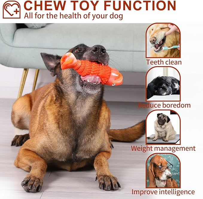 Indestructible Dog Toys for Aggressive Chewers Large Breeds, Durable Squeaky Toys for Super Chewers, Heavy Duty Tough Bone to Keep Them Busy, Interactive Dog Chew for Medium Breed