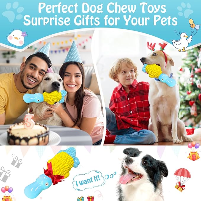 Dog Toys for Aggressive Chewers: Tough Dog Chew Toys-Large Squeaky Dog Toys for All Breed Sizes to Keep Them Busy (Blue)