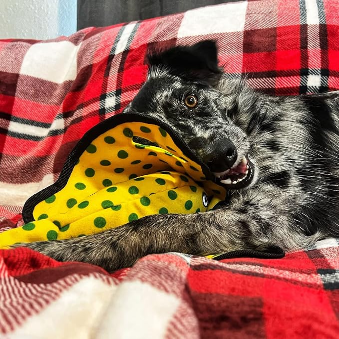 SmartPetLove Snuggle Puppy Tender-Tuffs Tug of War Dog Toy - Extra Large Yellow Stingray Big Ray with Puncture Resistant Squeaker