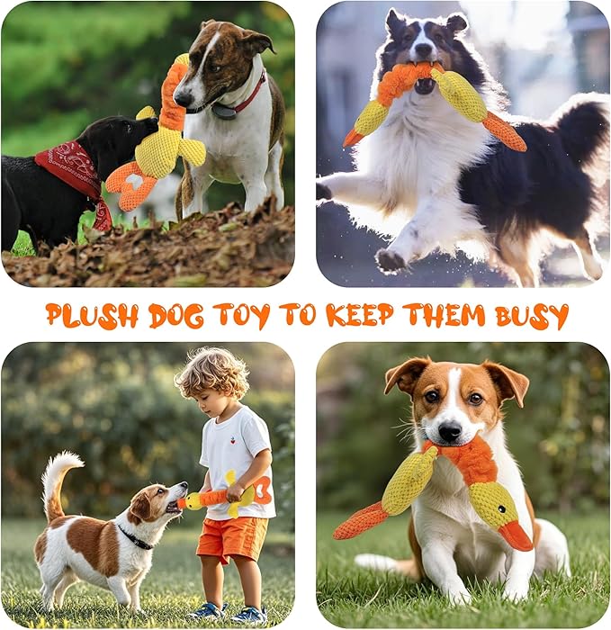 TwoEar Duck Dog Toy Dog Squeaky Toys with Crinkle Paper, Interactive Dog Toys to Keep Them Busy, Stuffed Pet Toys for Dogs, Tug of War Dog Toy for Puppies, Small, Medium, and Large Dogs