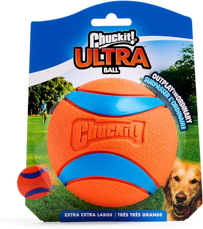 Chuckit! Ultra Ball Dog Toy - Size XXL - For Dogs 100+ lbs - Made from Durable Rubber - Super Bouncy - Floats in Water - 4-inch Diameter - Pack of 1