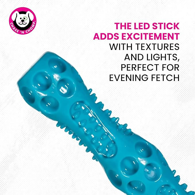 Chase 'n Chomp Squeak and Light Up Sticks Dog Toy, Mental & Physical Stimulation, Large, 2 Pack