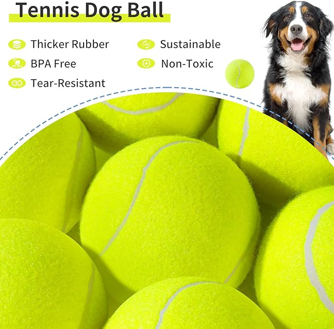 susu & wuwu Large Tennis Ball for Dogs 4 Inch Big Tennis Ball for Dog, Outdoor Play Toy for Small, Medium, Large Dogs Pet Birthday Gift(4 Pack)