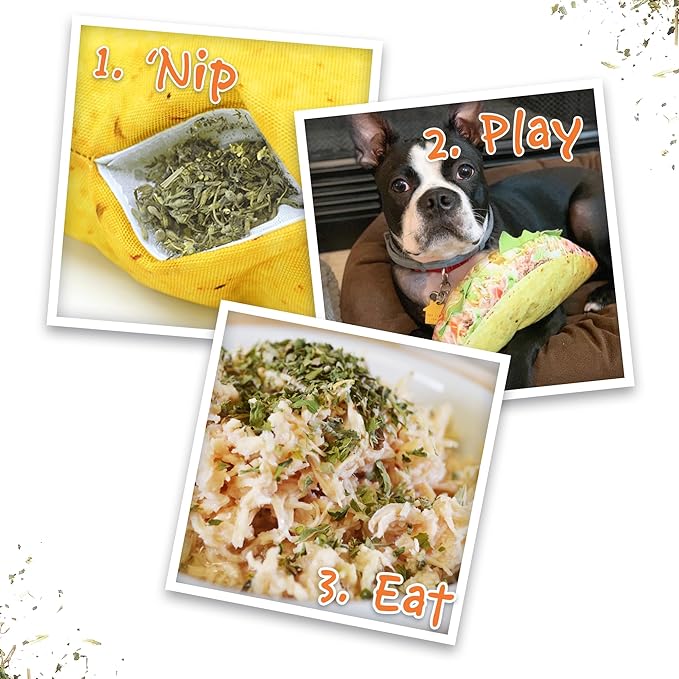 Doggijuana Refillable Juananip Toy Bundle | Taco Bundle | Funny Dog Toy Plush with Catnip and Refill | Calming Aid for Dogs | Interactive Chew Toy for Play