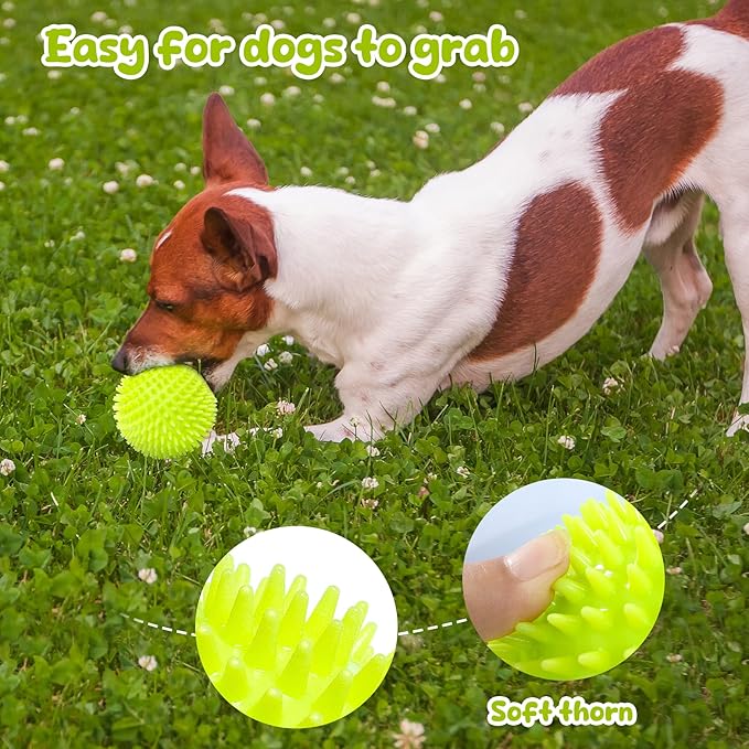 Indestructible Squeaky Dog Toys for Aggressive Chewers, Interactive Spike Dogs Balls Toys for Medium & Large Dogs, Durable Floating Dog Toy Ball for Outdoor Play