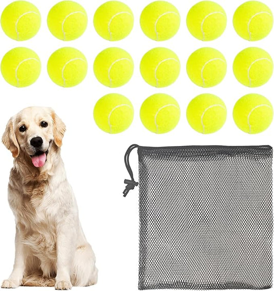 BESTHLS Dog Ball 2.5 inch Tennis Dog Treat Ball for Small Medium Pet Peppy Playing Fetching Chewing Exercise & Training Indoor Outdoor (16 Pack)