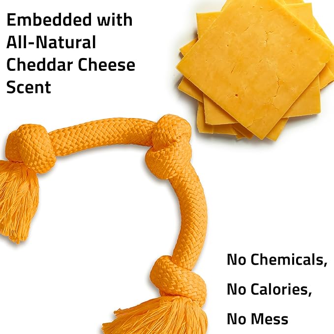 Playology Rope Toys for Dogs | Tug of War Dog Toy for Aggressive Chewers | Cheddar Cheese Scented Dog Toys | Jumbo Rope Toy for Interactive Play