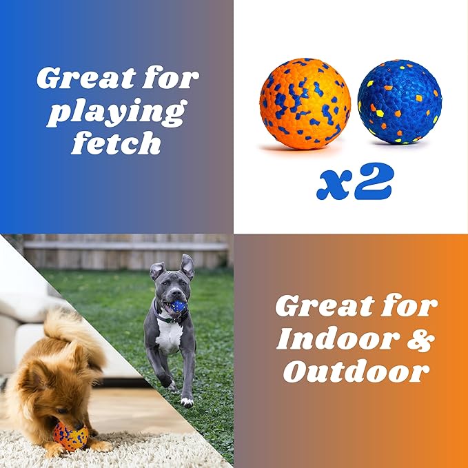 Dog Balls, Bouncy Tennis Balls for Dogs, Fetch Ball, No Stuffing Plush Toys, 5 Pack Dog Squeaky Toys for Small, Medium, Large Dogs