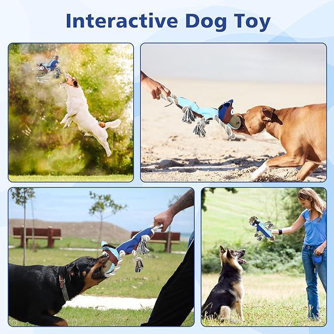 IOKHEIRA Dog Toys for Aggressive Chewers,Tough Indestructible Dog Toys,Squeaky Toys for Large Dogs,Durable Chew Toys-Donkey, Navy Blue