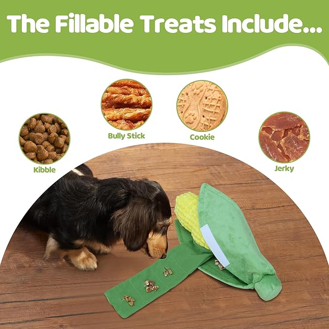 Dog Enrichment Toy, Squeaky and Crinkle Mental Stimulation Puzzle Toy, Machine Washable Treat Hiding Game for Anxiety Relief & Interactive Play