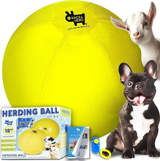 Race&Herd 18" Original XXL Herding Ball for Dogs - Giant Herding Dog Ball Australian Shepherds, Herding Toys, Dog Training Toy for Small Breeds, Dog Toy for Outdoor Play (for Small Dogs, Yellow)