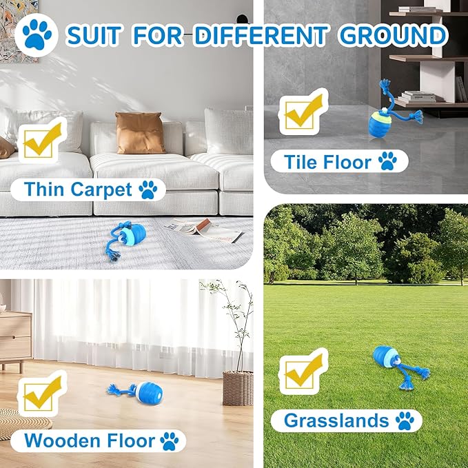 Interactive Dog Toys - [2025 Newly Upgraded] Motion Activated Ball for Small/Medium/Large Dogs, Automatic Moving Dog Toy Wicked Ball for Boredom & Training, Music, USB Rechargeable (Blue)