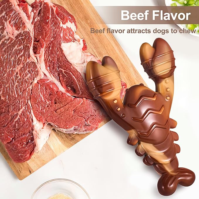 KXK Indestructible Dog Toys for Aggressive Chewers, Chew Toys for Large Medium Breed, Tough Dog Toys with Real Beef Flavor, Durable Nylon Teething Chew Toys for Large Medium Small