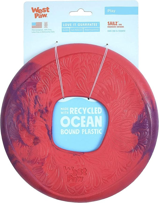 WEST PAW Seaflex Sailz Dog Toy Flying Disc – Machine Washable Dog Toys for Moderate Chewers – Eco-Friendly Zogoflex Toys for Dogs – Perfect for Gnawing, Fetch, Catch, Pet Training – Hibiscus