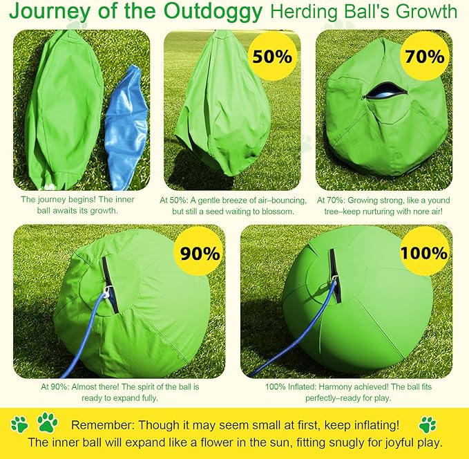 Herding Ball for Dogs 18 Inch - Dual-Layer Heavy Duty Herding Ball for Australian Shepherds, Border Collies & Corgis | Outdoor Herding Toy for Small/Medium Dogs - Backyard Training and Play - Green