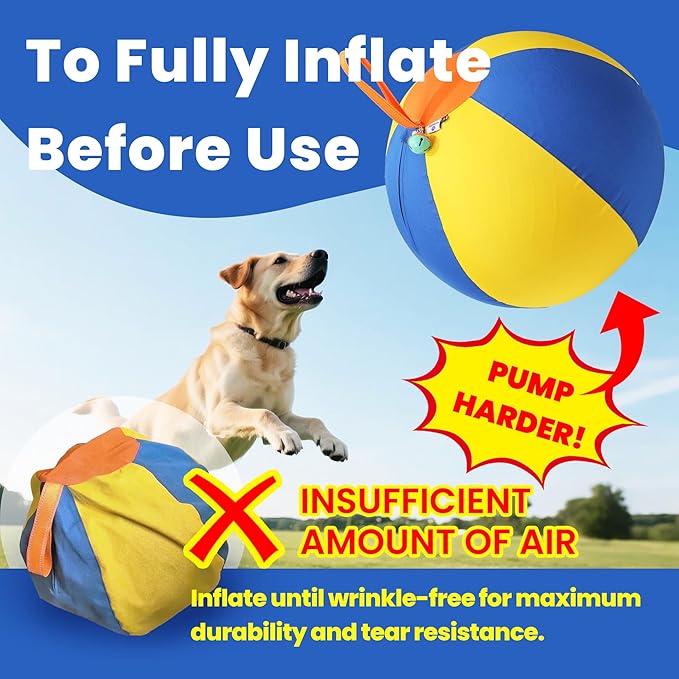 18 Inch Jingle Herding Ball for Dogs & Puppies with Bell, Dog Play Toy, Audible Herding Ball for Cattle Dog, Australian Shepherd, Thickened Oxford Cover, Pump, Patch Repair Kit