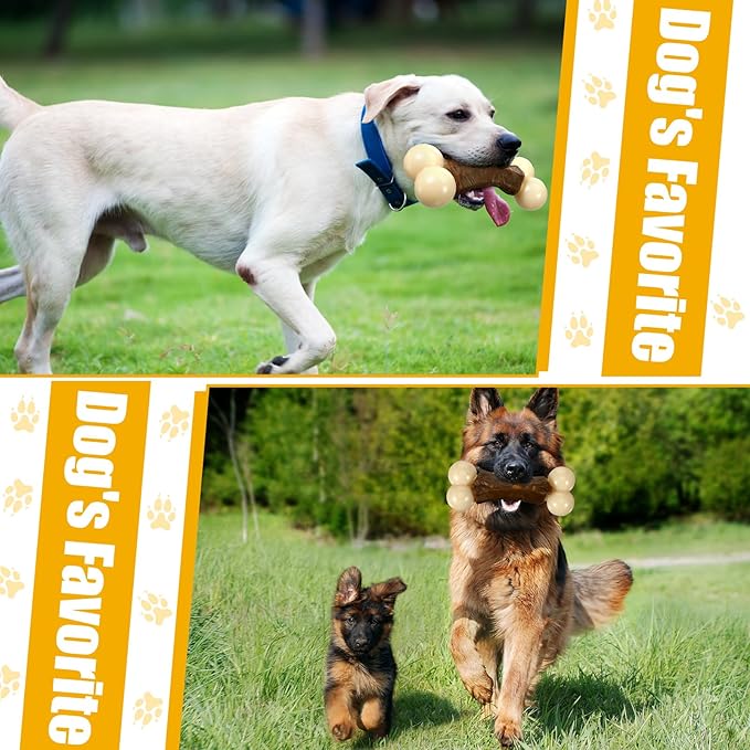 Sosation 3 Pack Chew Toys for Aggressive Chewers, Bone Toys Nylon Beef Flavor Dog Teething Toys for Large/Medium/Small Puppies Breeds(Large, Mixed Style)