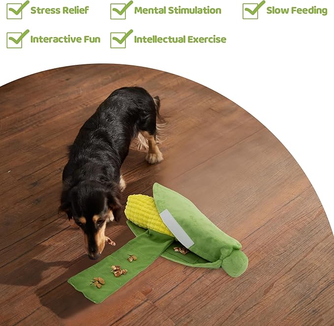 Dog Enrichment Toy, Squeaky and Crinkle Mental Stimulation Puzzle Toy, Machine Washable Treat Hiding Game for Anxiety Relief & Interactive Play