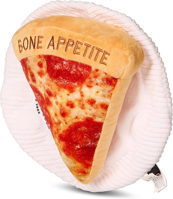 Kenneth Cole Plush Dog Toys - Pizza, Hot Dog & Coffee Cup - Stylish, Durable Squeaky Toys for Small & Medium Dogs