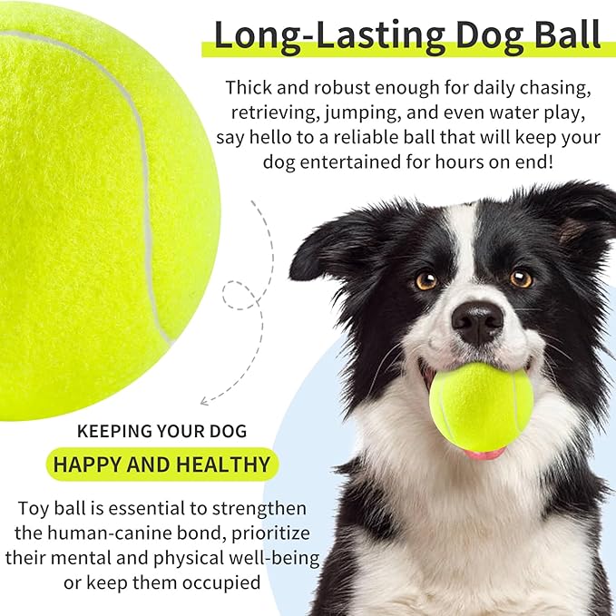 susu & wuwu Large Tennis Ball for Dogs 4 Inch Big Tennis Ball for Dog, Outdoor Play Toy for Small, Medium, Large Dogs Pet Birthday Gift(4 Pack)