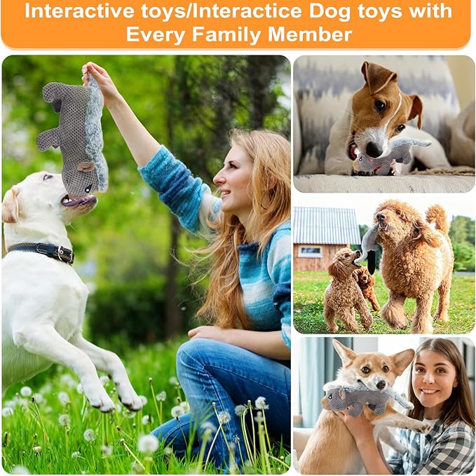 HDSMNGY Squeaky DogToys for Aggressive Chewers,Indestructible Dog Squeaky Toys with Crinkle Paper, Durable Teething Chew Toys for Medium and Large Breed