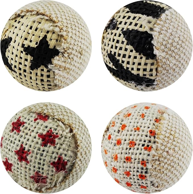 TTcat Canvas Cat Toys Balls for Indoor Cats, Interactive Toys for Cat Kitty Kitten,4 Pack