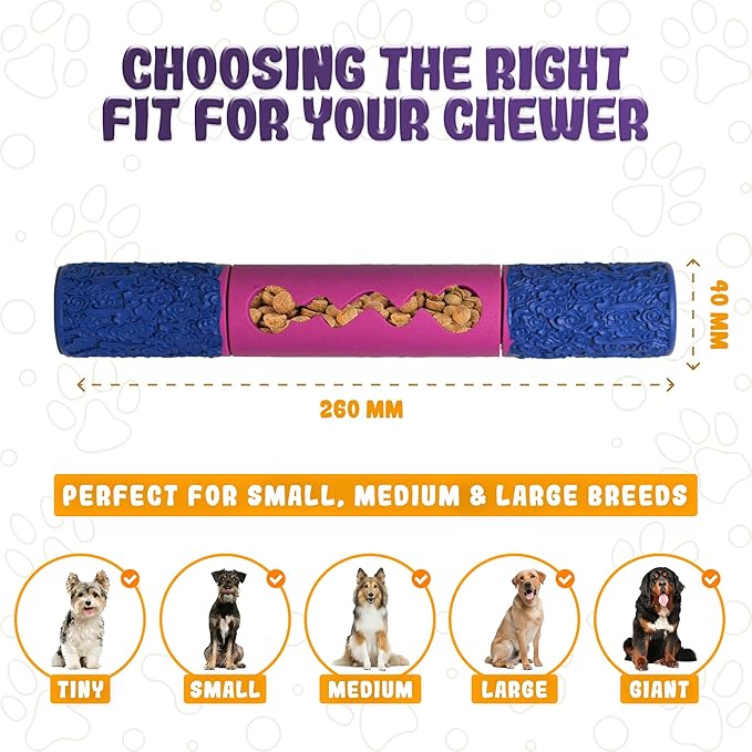 Indestructible Dog Chew Toy – Tough Rubber Stick for Aggressive Chewers, Safe & Treat-Fillable, Teething Toy for Large Breed & Puppies