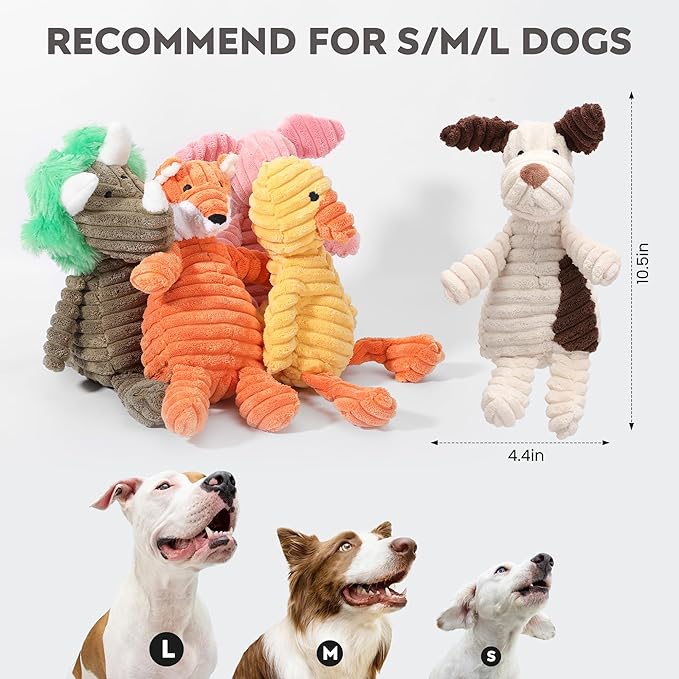 5 Pack Squeaky Plush Dog Toy Assortment Cute Animal Dog Toy Value Bundle Puppy Toys Dog Toys for Small Medium Large Dogs Teething Chew Toys