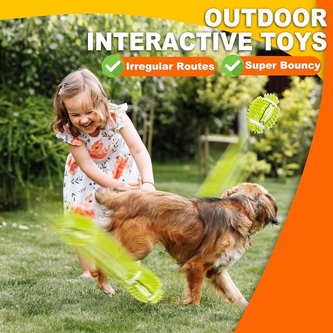 4.3” Dog Squeaky Football Toys 4 Pack, Interactive and Durable Spiky Dog Balls for Medium Large Dogs with Rugby Shape, Built-in Squeaker for Teeth Cleaning and Training