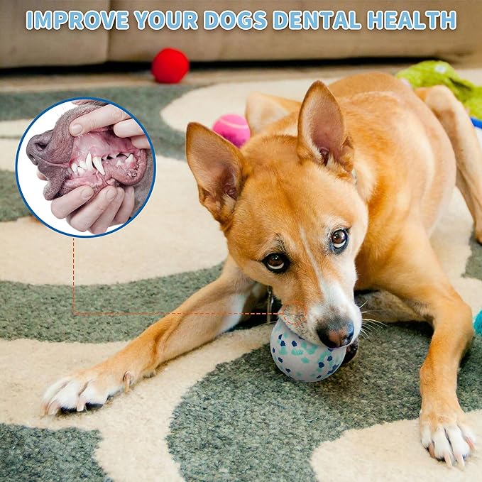 2 Pack Indestructible Dog Tennis Balls for Aggressive Chewers: Interactive Pet Toys, Herding and Jolly Ball for Dogs, Durable, Bouncy, and Water Toy Fetch Balls (White, Blue