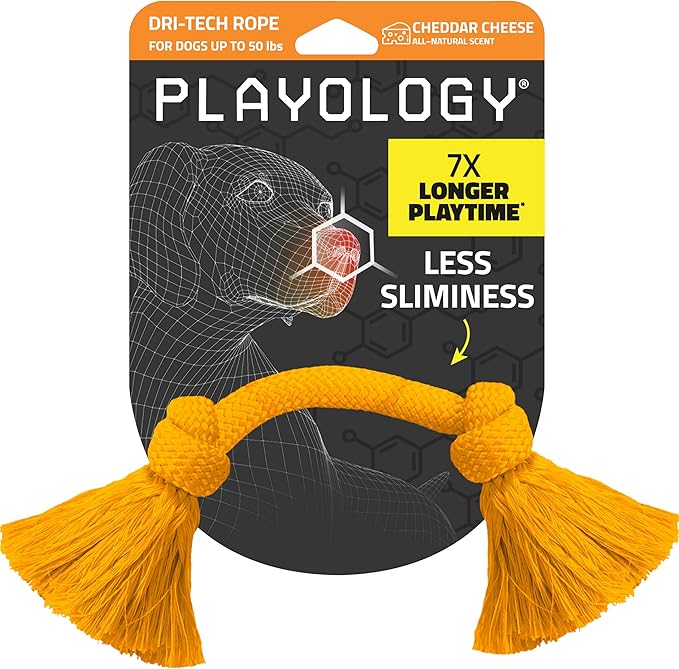 Playology Rope Toys for Dogs | Tug of War Dog Toy for Aggressive Chewers | Cheddar Cheese Scented Dog Toys | Medium Rope Toy for Interactive Play