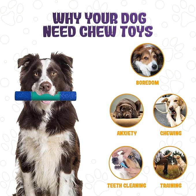 Indestructible Dog Chew Toy – Tough Rubber Stick for Aggressive Chewers, Safe & Treat-Fillable, Teething Toy for Large Breed & Puppies