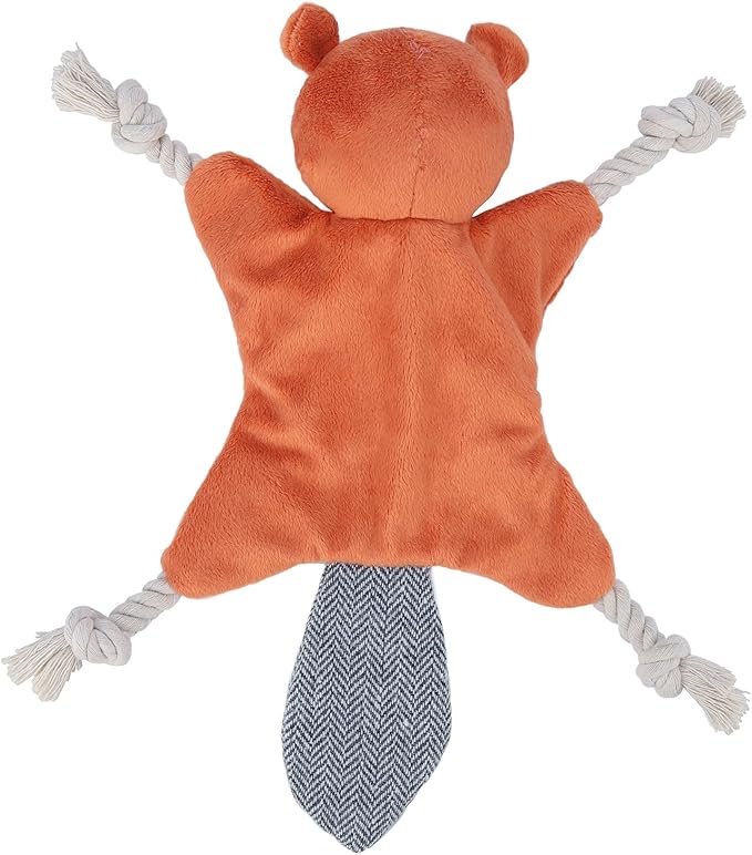 Vitscan Squirrel Plush Toy, Stuffless Dog Chew Toy with Rope Knots, Crinkle Squeaky Toy for Small Dogs