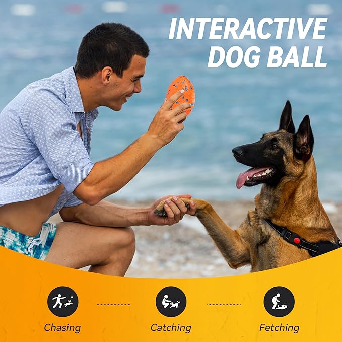 5.5 Inches Balls for Dogs, Durable Dog Football Toys for Aggressive Chewers, Large Rugby Balls, Floating Dog Toys for Water Fetch for Medium and Large Breed, Orange