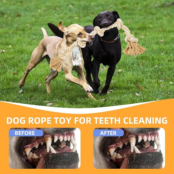 Bmag Dog Toys for Aggressive Chewers, Tough Rope Chew Toys for Medium Large Dogs, 3 Feet Heavy Duty Tough Dog Tug of War Toy with 5 Knots for Teeth Cleaning