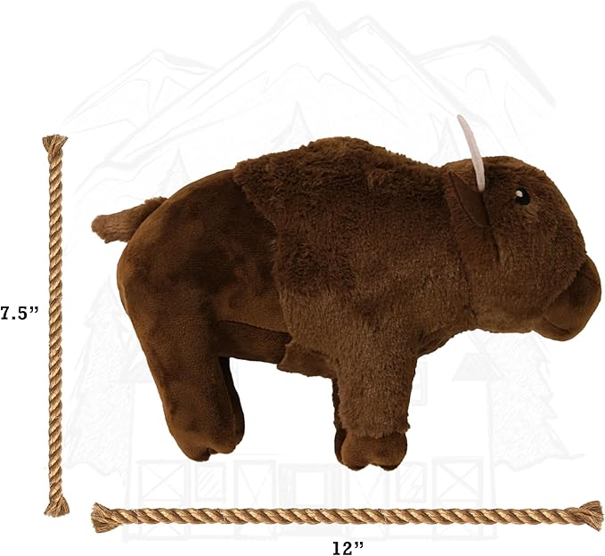 design LAB, Inc. Official Yellowstone Merchandise | Bison Shaped Plush Toy - Large Stuffed Animal for Dogs | Soft Plushie with a Squeaky Chuckle Sound