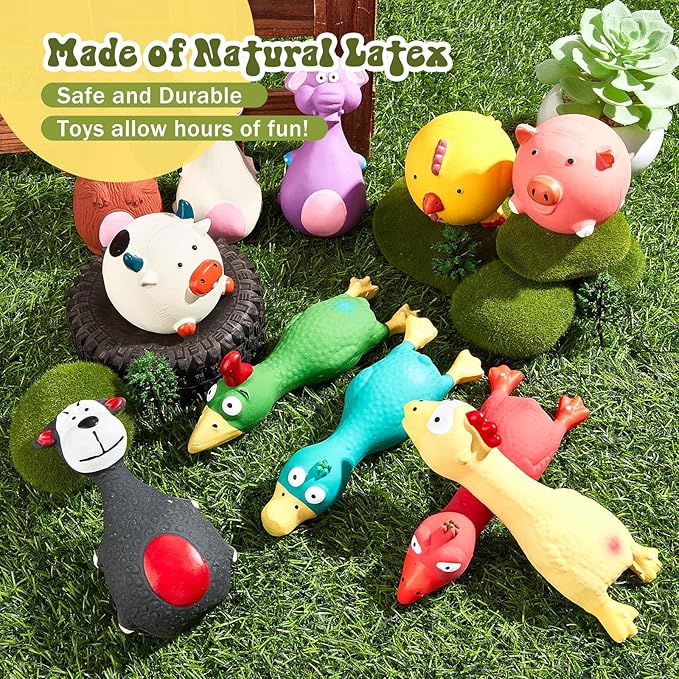 Jenaai 11 Pcs Dog Squeaky Toys Squeaky Latex Dog Toys Soft Chew Rubber Dog Toy Rubber Chew Toys for Dogs Assorted Animal Pet Toys Puppy Fetch Pet Interactive Play for Small and Medium Pets