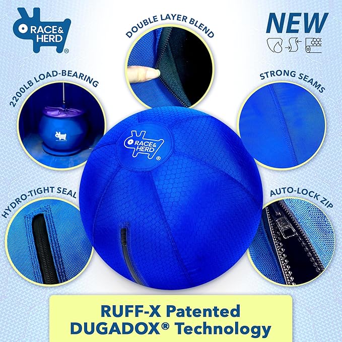 Race&Herd 30" Original XXL Herding Ball for Dogs - Giant Herding Dog Ball Australian Shepherds, Herding Toys, Dog Training Toy for Large Breeds, Dog Toy for Outdoor Play (for Large Dogs/Horses, Blue)