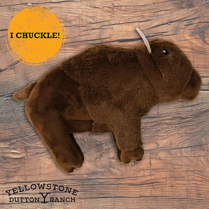 design LAB, Inc. Official Yellowstone Merchandise | Bison Shaped Plush Toy - Large Stuffed Animal for Dogs | Soft Plushie with a Squeaky Chuckle Sound