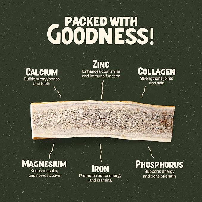 Heartland Elk Antlers for Dogs - Daily Dental Care Chews for Aggressive Chewers to Reduce Plaque & Prevent Destructive Behavior (Splinter Free, 7", Large, 1-Pack, Grade A, USA Made)