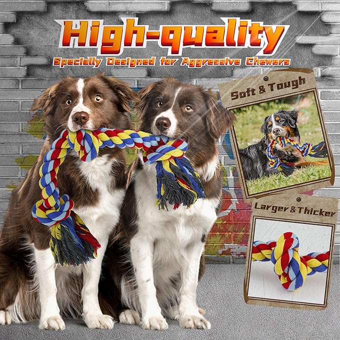 Heavy Duty Various Dog Chew Toys for Aggressive Chewers, 9 Pack Indestructible Large Dog Toy Include Tug Chew & Rope Toys, Squeaky Toys for Medium Large Breed Dogs(for Powerful Chewers)