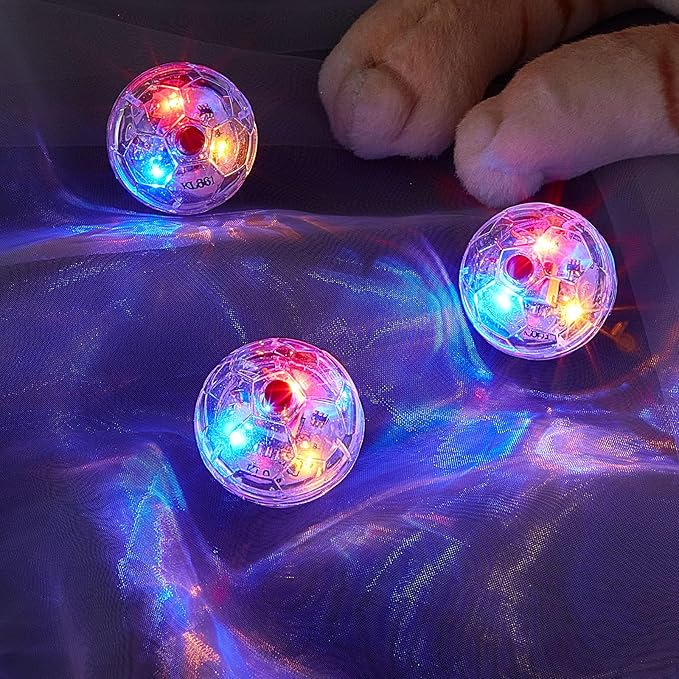 Frienda 4 Pieces Ghost Hunting Cat Ball Motion Light up Cat Balls LED Motion Activated Pet Ball Motion Light up Interactive Toys Pet Glowing Mini Running Exercise Ball Toys(Transparent)