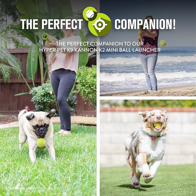 Hyper Pet Mini Tennis Balls for Dogs - 12 Pack (Dog Ball Toys for Exercise, Fetch K9 Mini Kannon K2) Interactive Toys & Tennis Balls - Great for Small Dogs